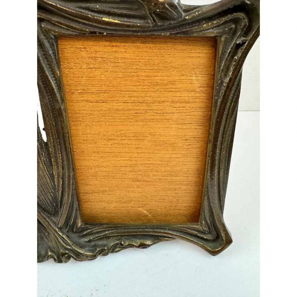 Vintage Art Nouveau Bronze Metal Woman Picture Frame Ornate Belle Epoque Style